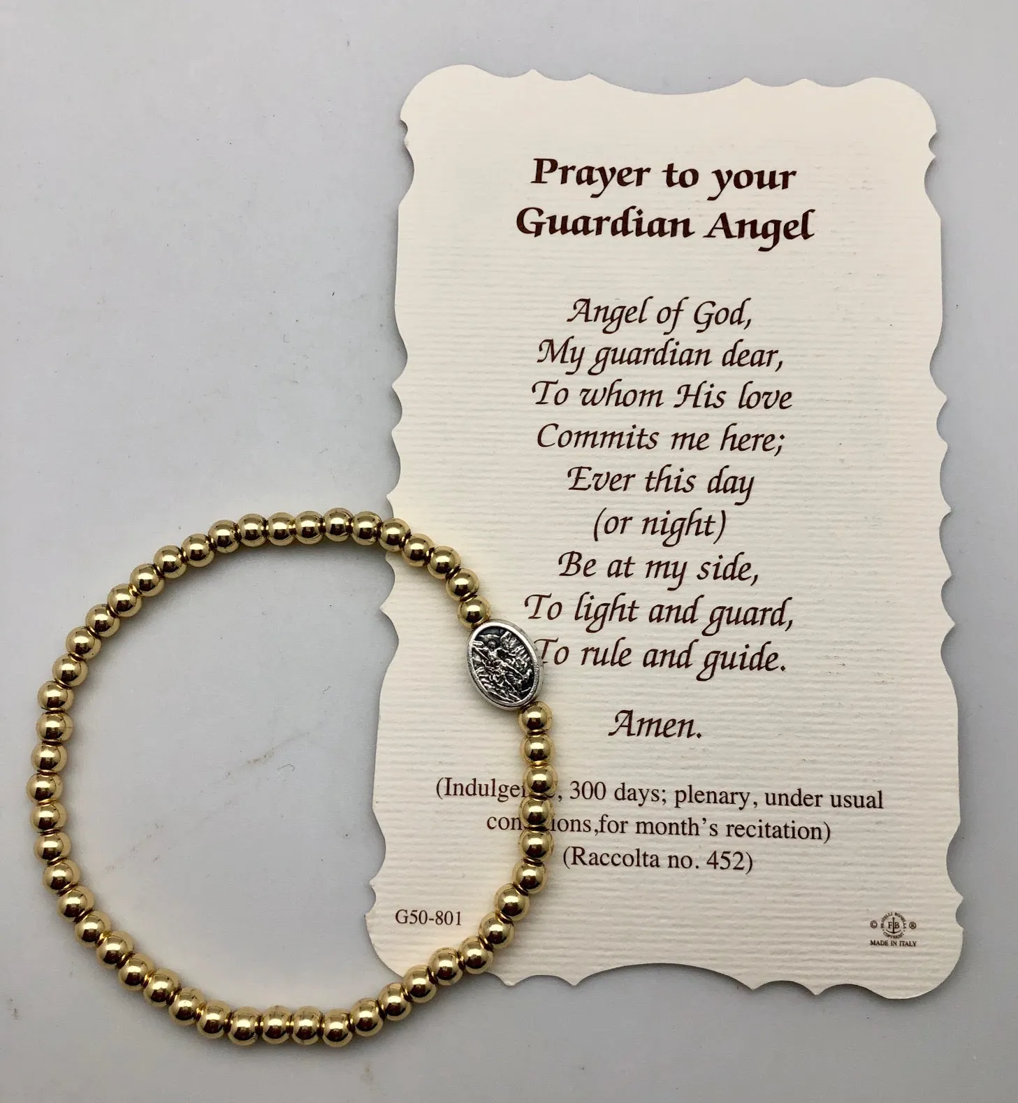 Mini St. Michael Guardian Angel Elastic Bead Bracelet