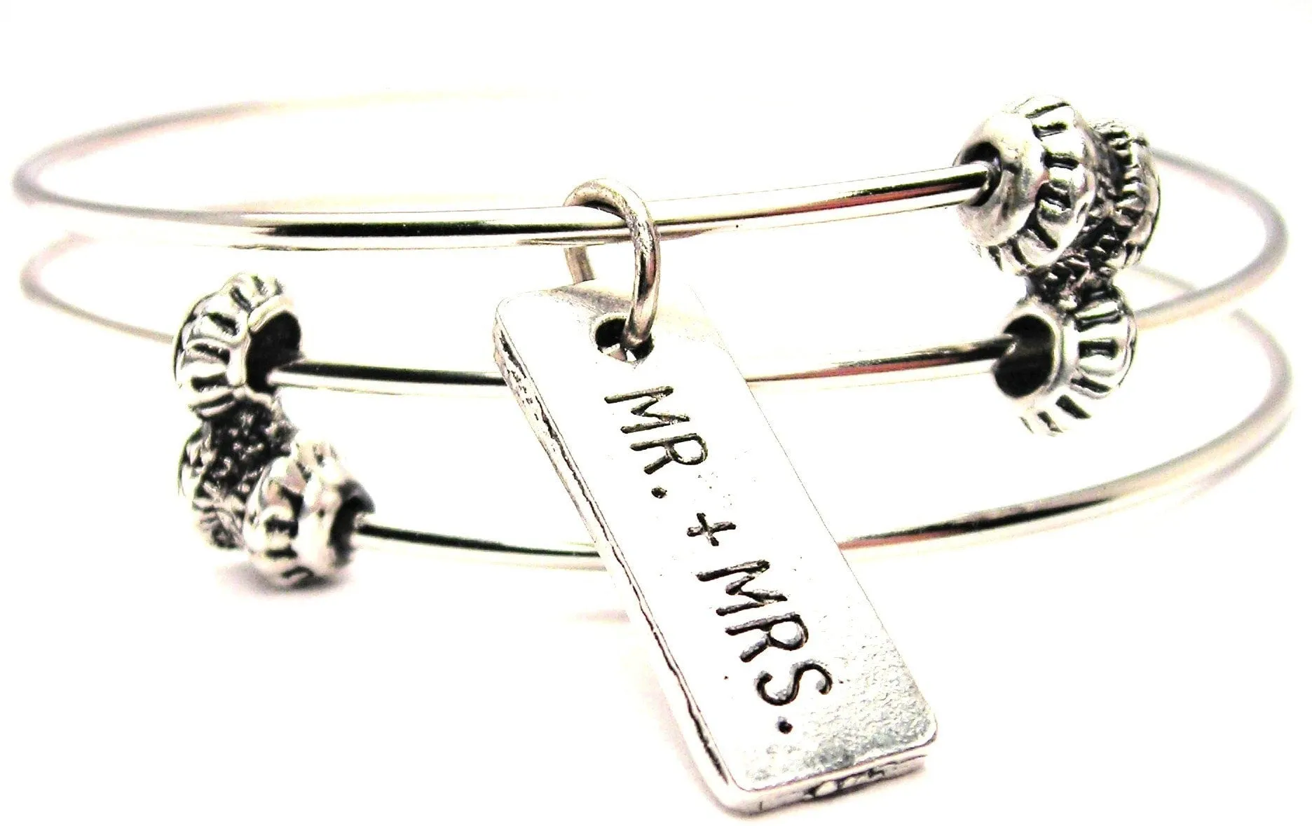 Mr And Mrs Tab Triple Style Expandable Bangle Bracelet