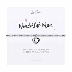 My Wonderful Mum Heart Charm Sentiments Friendship Bracelet