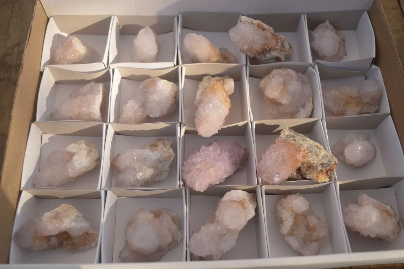 Natural Pale Amethyst Spirit Quartz Clusters x 20 From Boekenhouthoek, South Africa