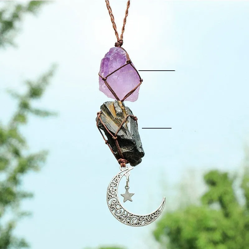 Natural Powder Crystal Amethyst Hand-woven Color Energy Decor