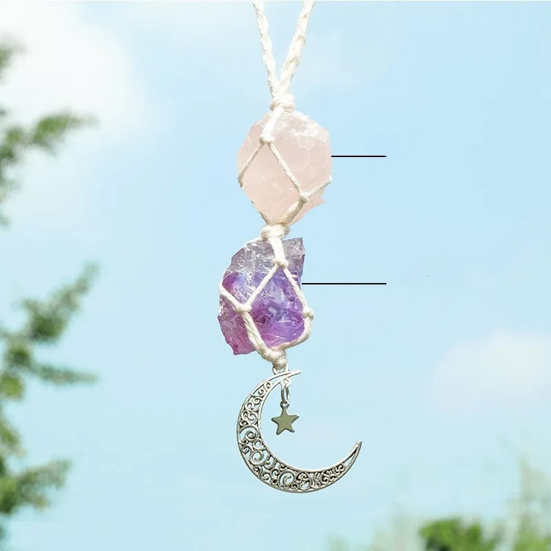 Natural Powder Crystal Amethyst Hand-woven Color Energy Decor