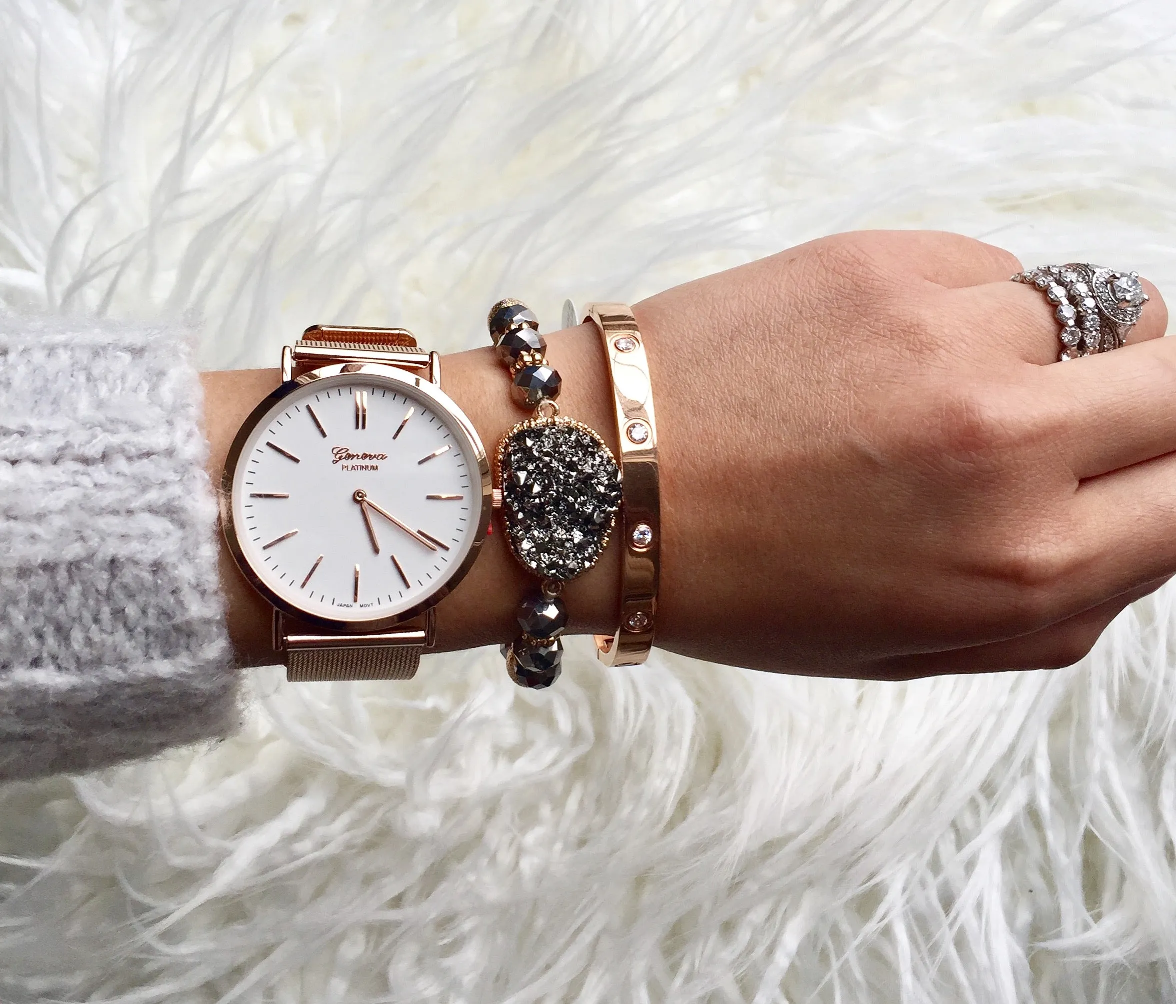 Olivia Silver Hematite Druzy Bracelet