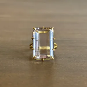 Pale Smoky Quartz Emerald Cut Ring