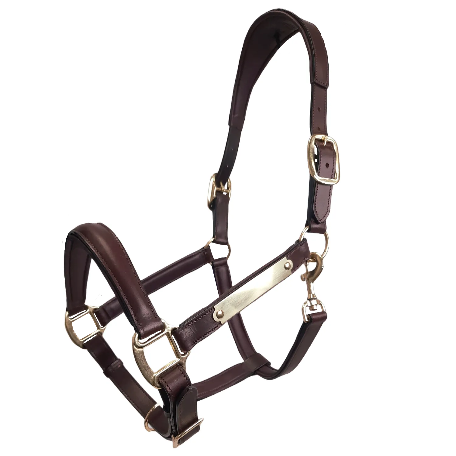 Paris Tack All Sides Padded Super Comfortable Curved Design Horse Leather Halter With Brass Name Plate