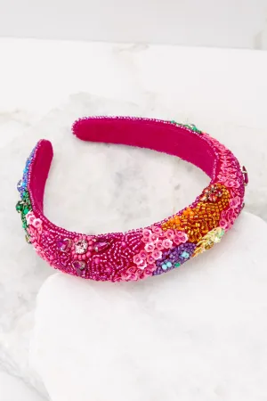 Party Pink Beaded Headband