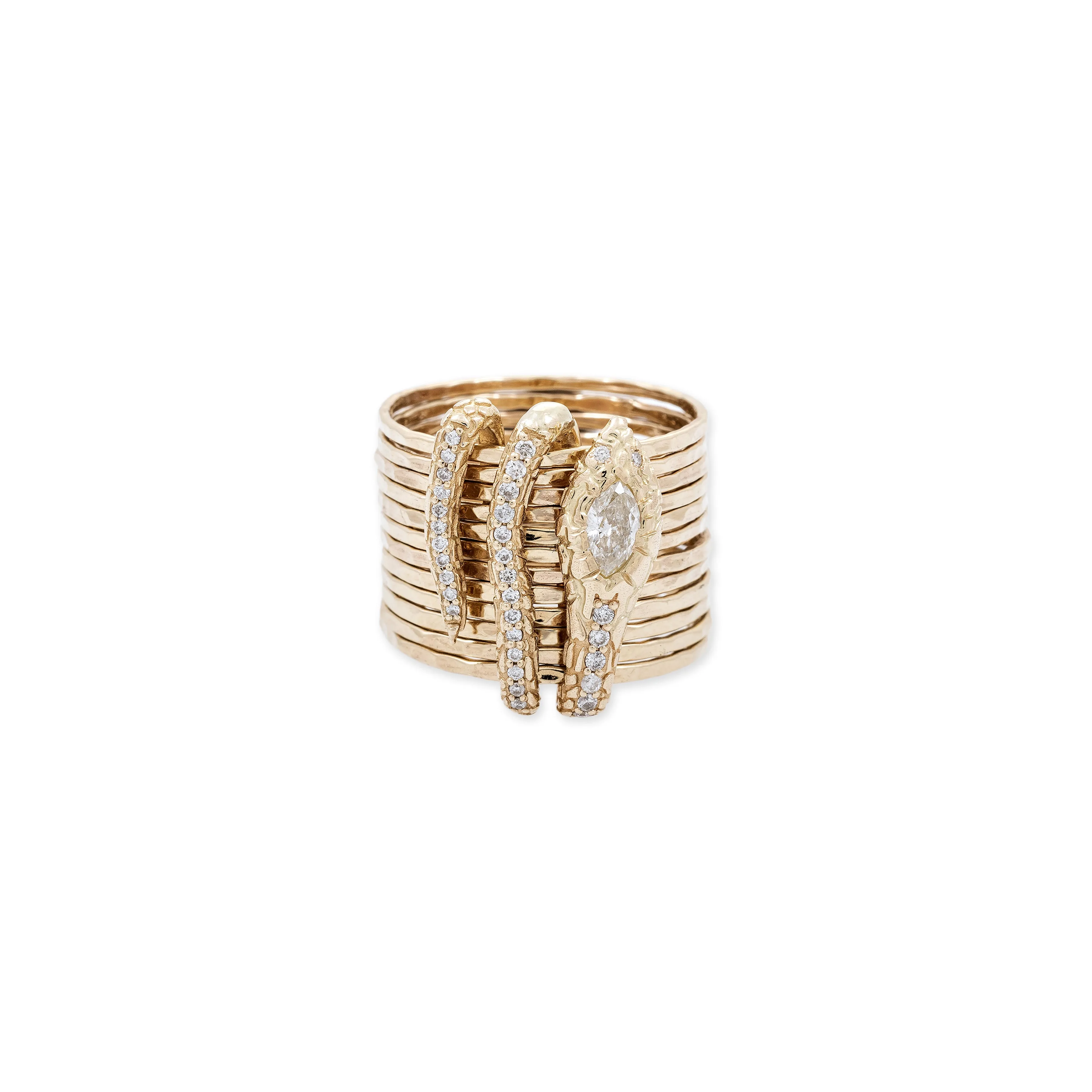 PAVE   MARQUISE DIAMOND COILED SNAKE MULTI WAIF RING