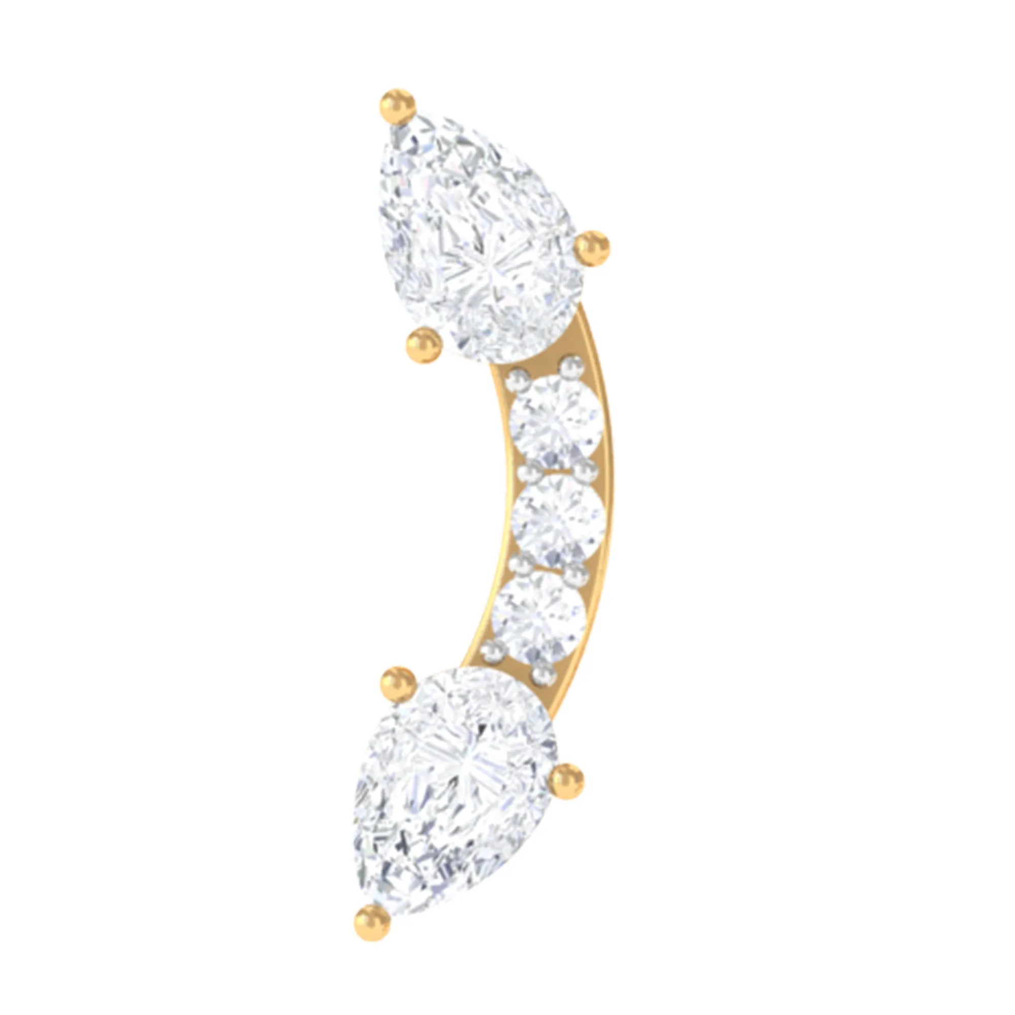 Pear Shape Diamond Curved Helix Earring