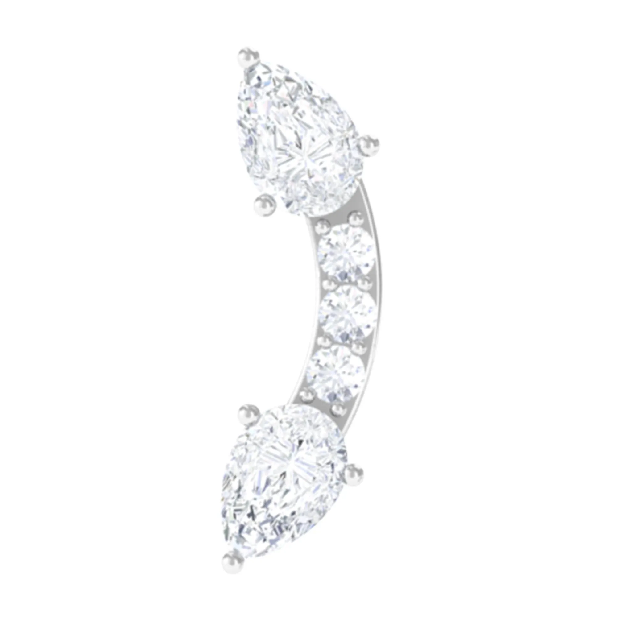 Pear Shape Diamond Curved Helix Earring