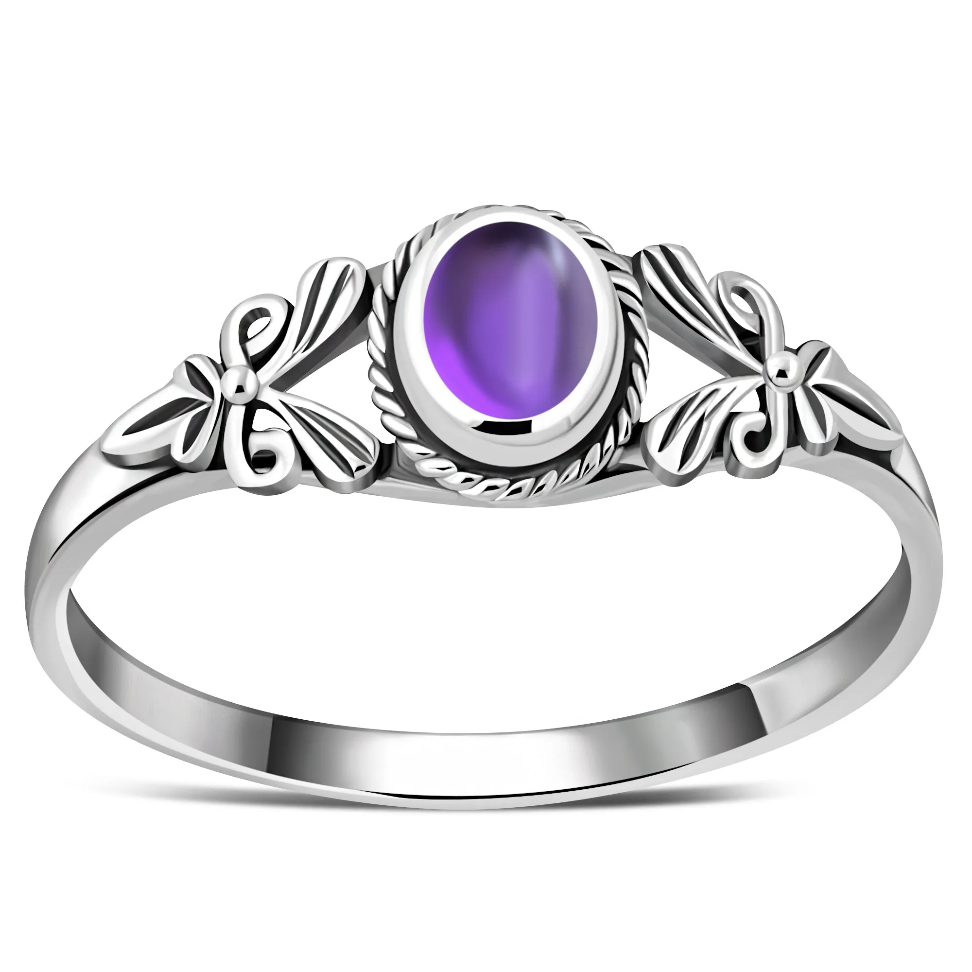 Petals Amethyst Stone Sterling Silver Ring