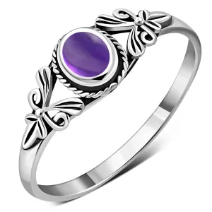 Petals Amethyst Stone Sterling Silver Ring