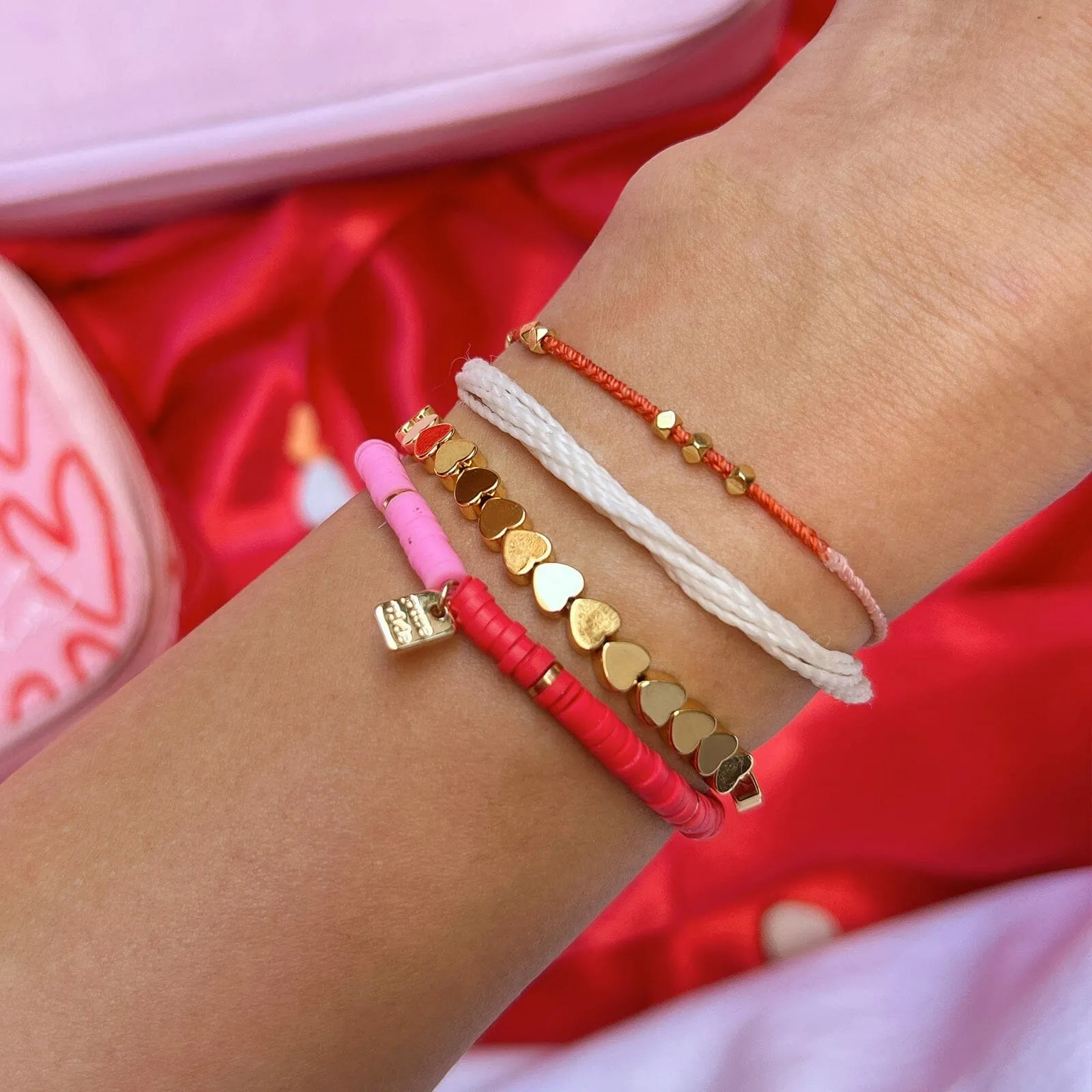 Pink & Red Two Toned Dainty Bracelet