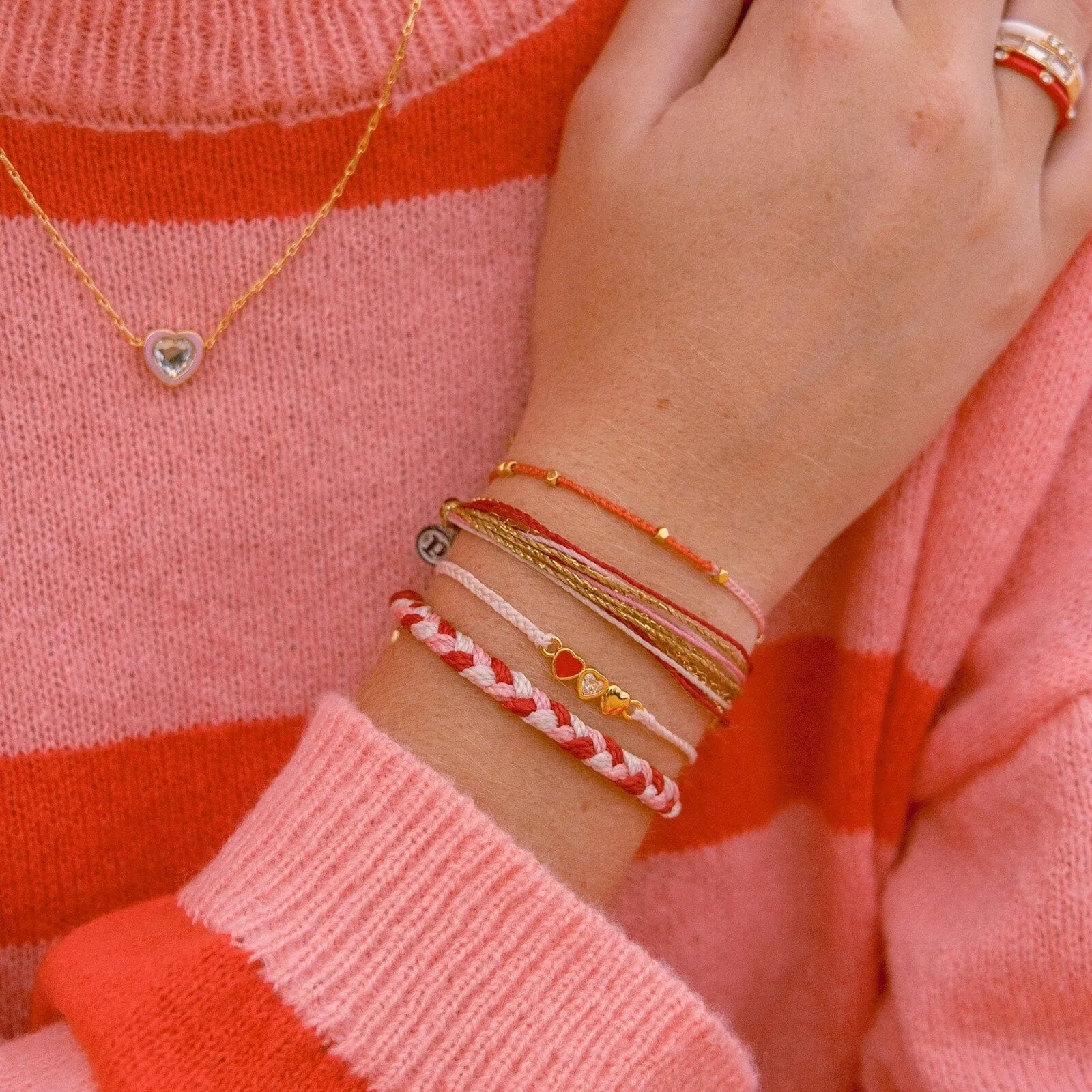 Pink & Red Two Toned Dainty Bracelet