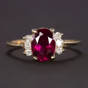 PINK SAPPHIRE DIAMOND COCKTAIL RING 14k YELLOW GOLD NATURAL OVAL SHAPE CLUSTER