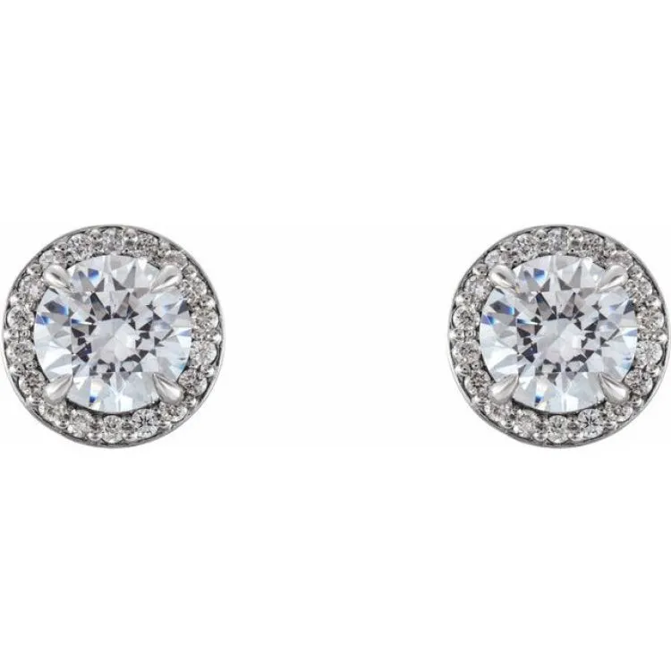 Platinum 1 1/5 CTW Natural Diamond Halo-Style Earrings