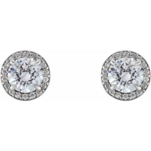 Platinum 1 1/5 CTW Natural Diamond Halo-Style Earrings