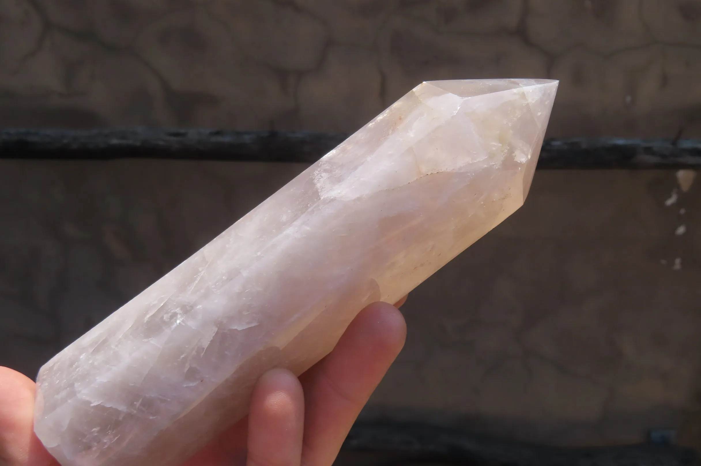 Polished Pink & Blue Rose Quartz Points x 3 From Madagascar