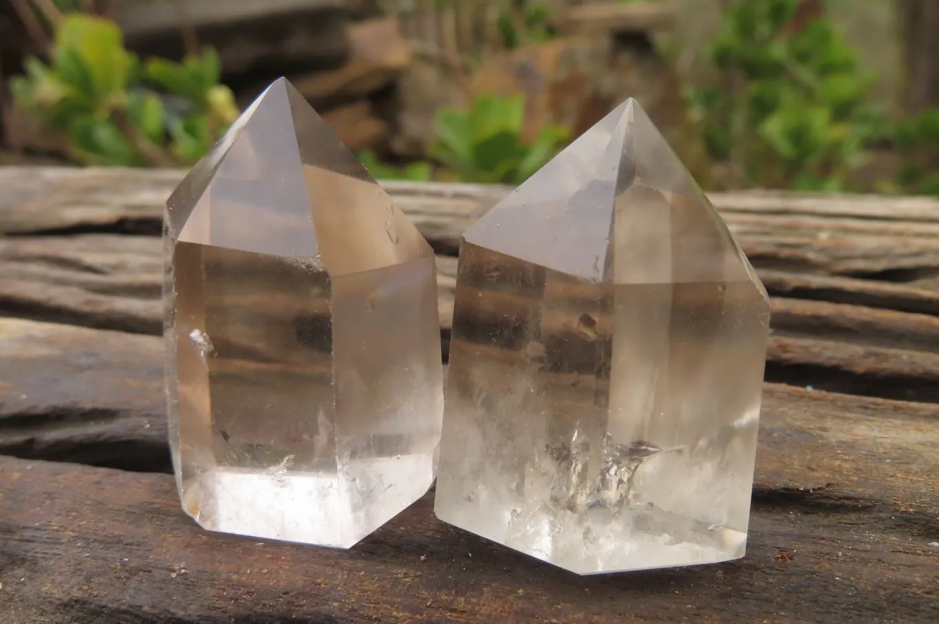 Polished Smokey Phantom Quartz Points x 7 From Madagascar