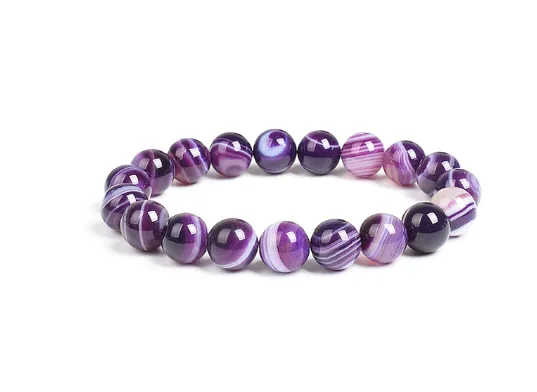 Purple agate stone, yoga, healing, stretch cording bracelet, jewelry.