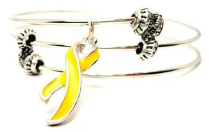 Quality Awareness Ribbon Hand Painted Triple Style Expandable Bangle Bracelet