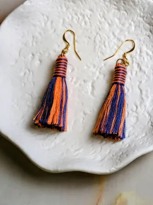 "Edith Mini" Coral & Heather Twisted Mini Tassel Earrings