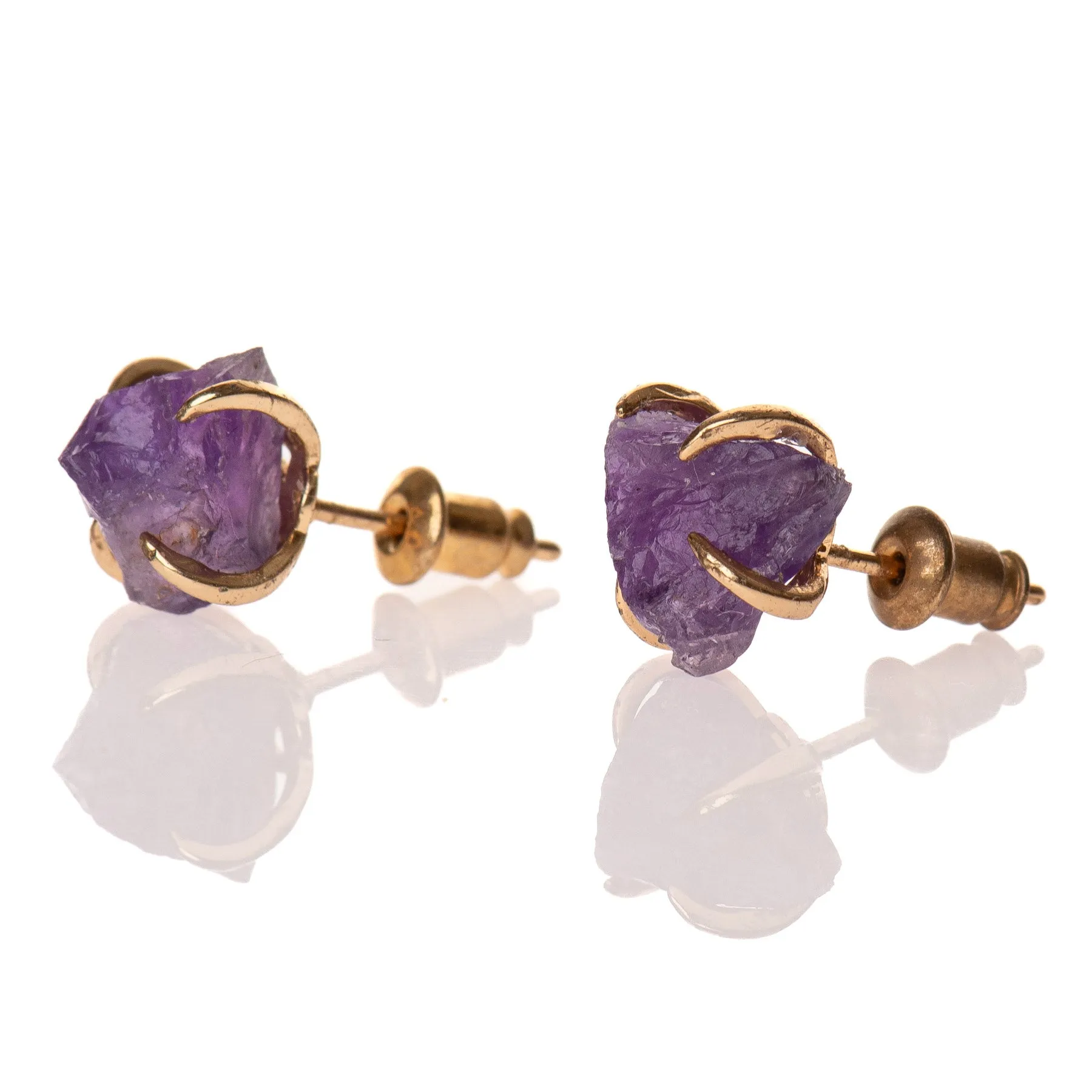 Raw Amethyst Stud Earrings