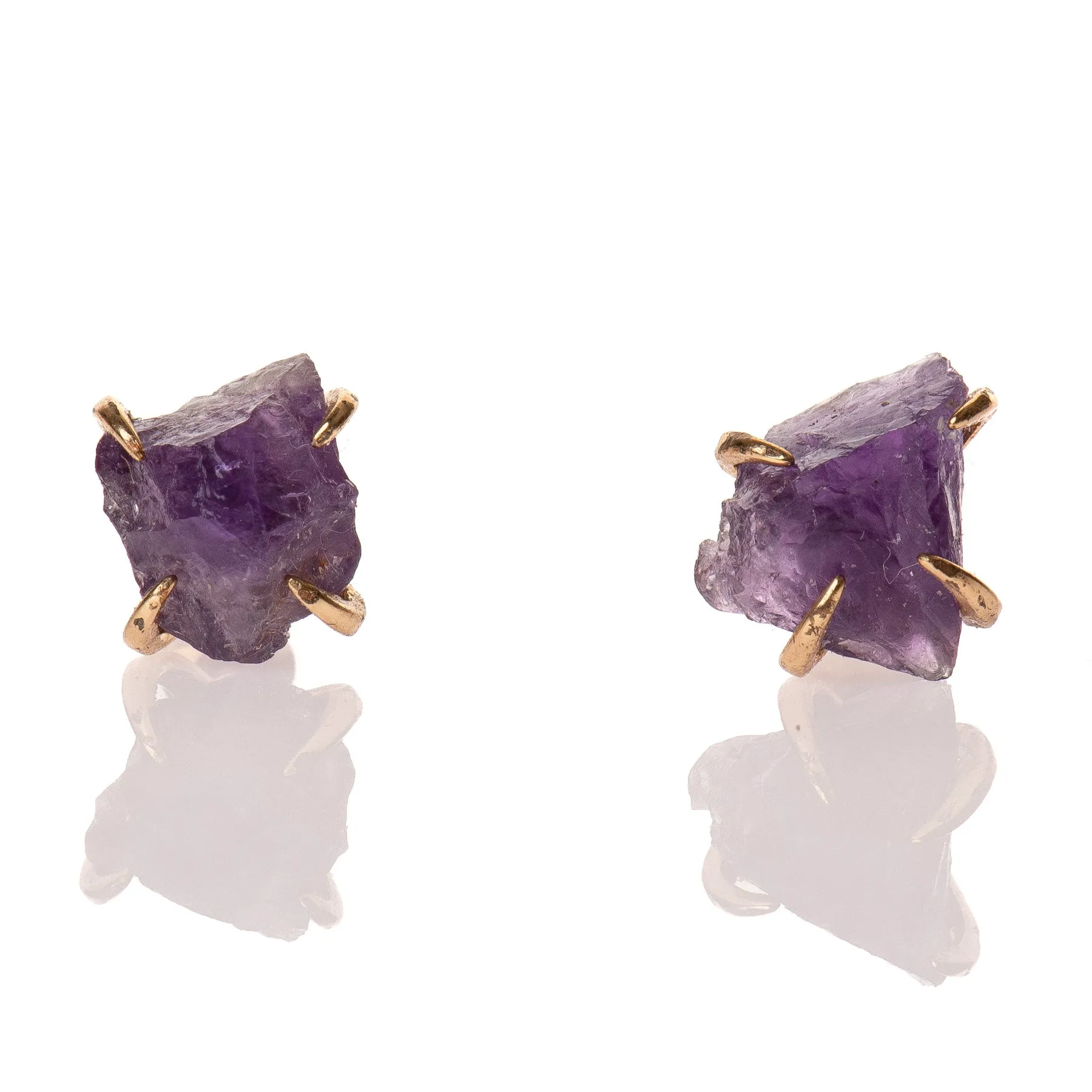 Raw Amethyst Stud Earrings