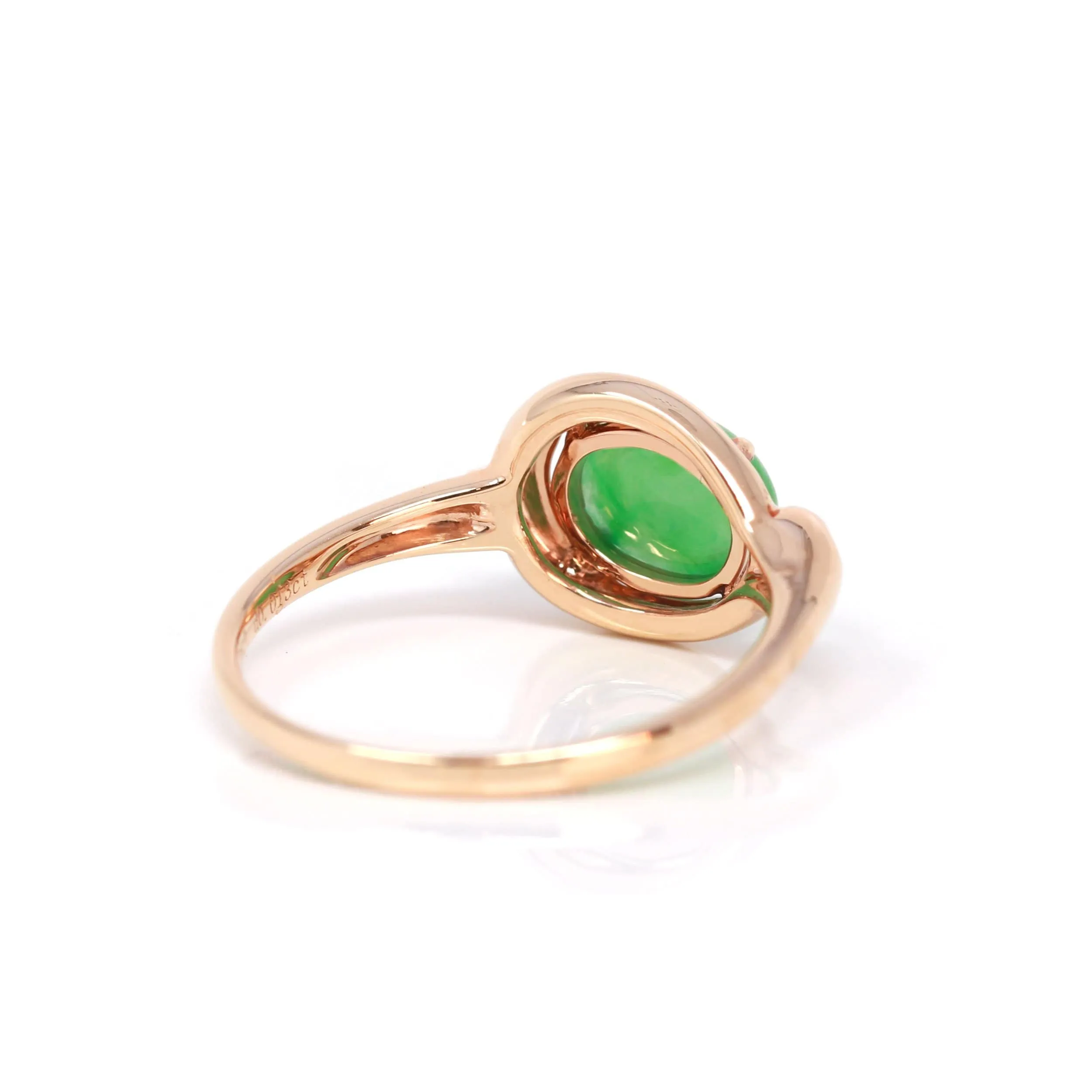 RealJade® "Daria" 18k Rose Gold Natural Imperial Jadeite Engagment Ring