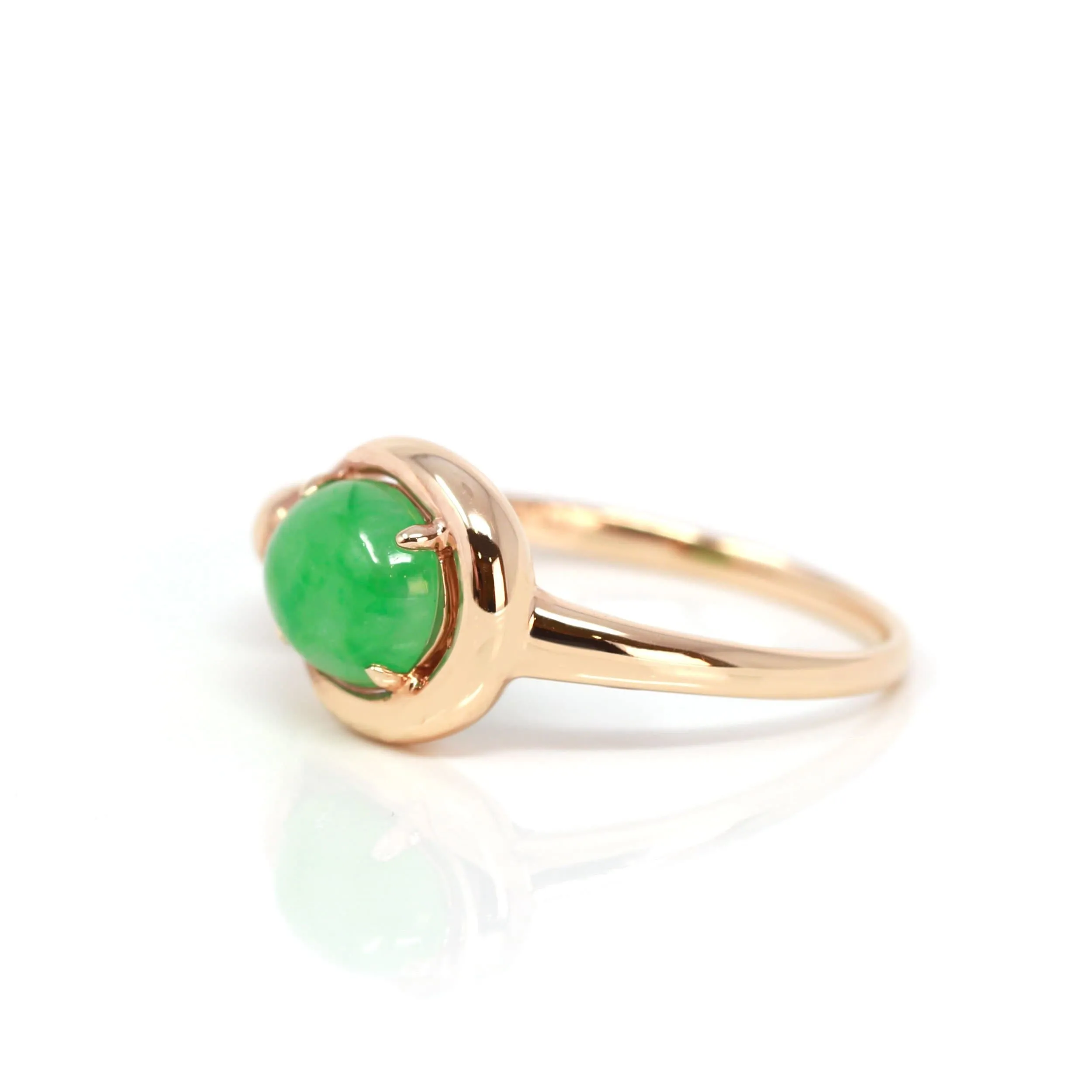 RealJade® "Daria" 18k Rose Gold Natural Imperial Jadeite Engagment Ring