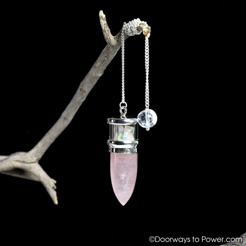 Rose Quartz & Opal pendulum .925 SS A    Top Quality