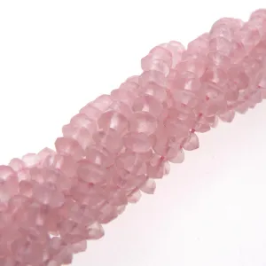 Rose Quartz Button Beads 15" Strand