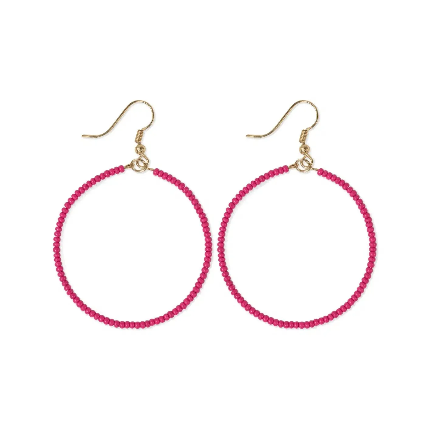 Ruby Solid Beaded Hoop Earrings