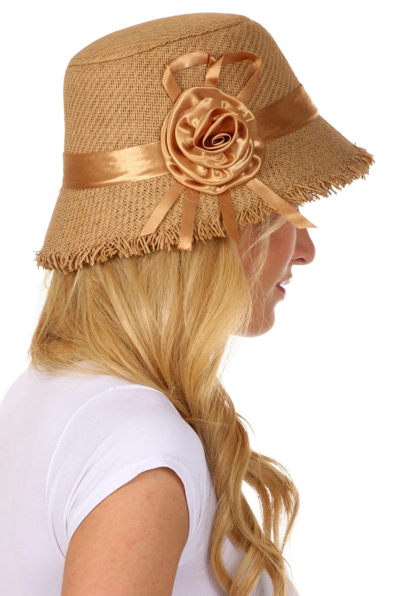 Sakkas Abigail Rosette Vintage Inspired Straw Hat