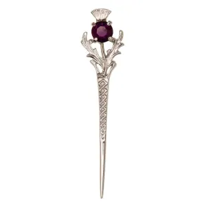 Scottish Thistle Kilt Pin with Amethyst Stone (79 AP)