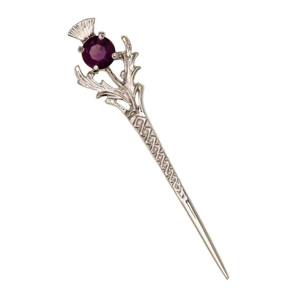 Scottish Thistle Kilt Pin with Amethyst Stone (79 AP)