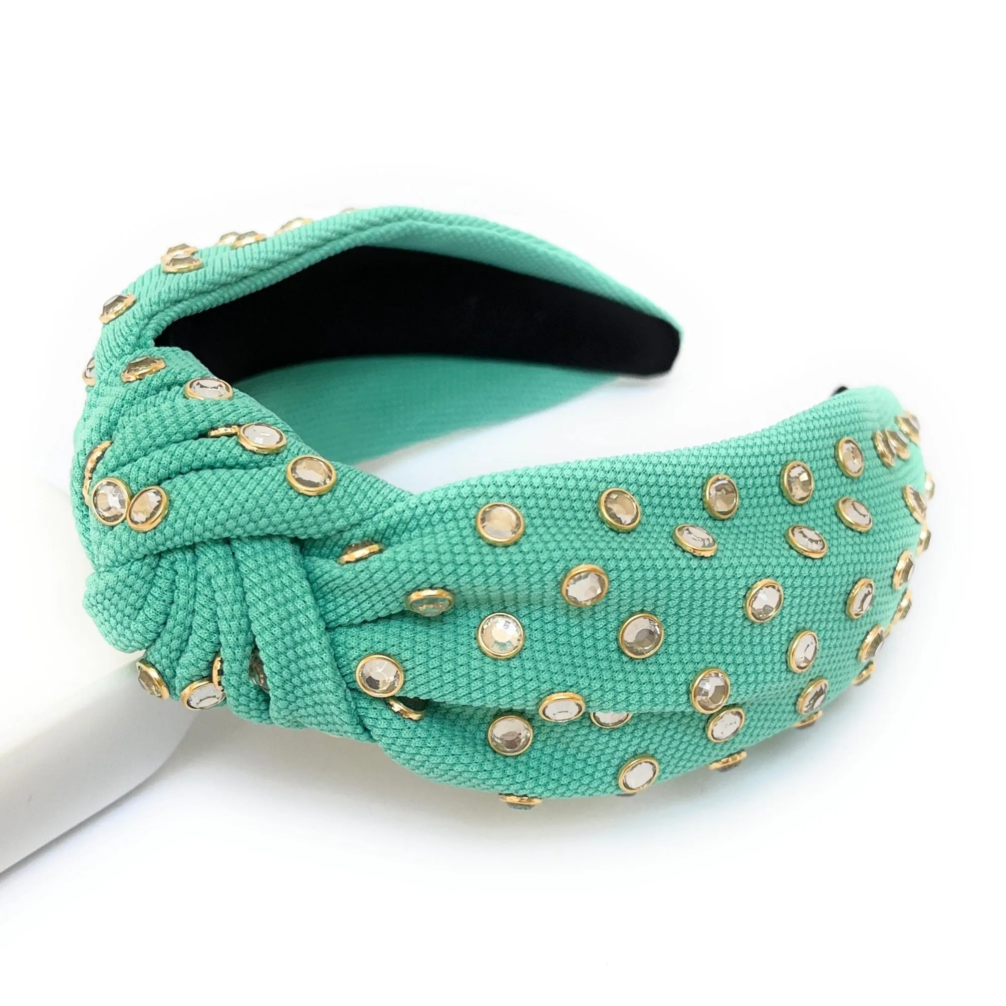 Seafoam Green Jeweled Knot Headband