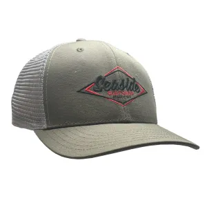 Seaside Surf Shop Vintage Logo Mid Crown Cap - Olive/Grey