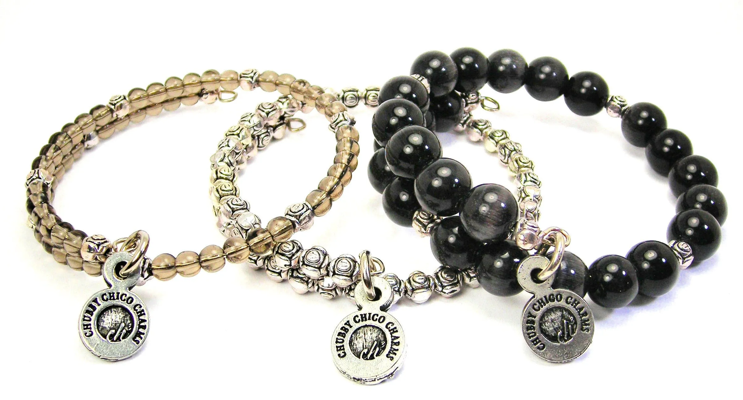 Second Amendment With Revolver 3 Piece Wrap Bracelet Set Cats Eye Glass And Pewter