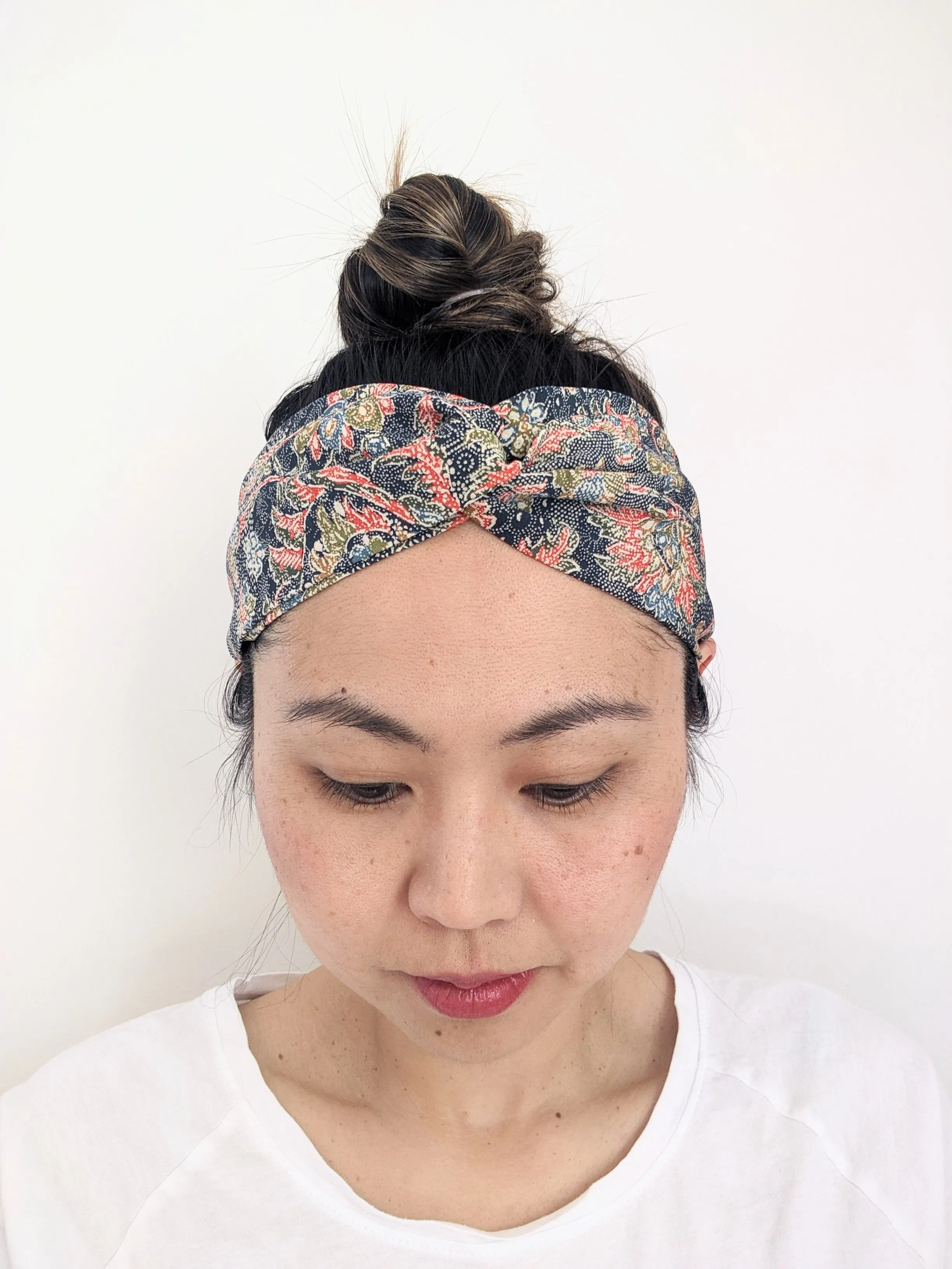 Silk Turban Headband - Shibori purple mix