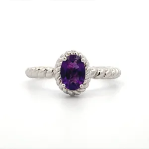 Silver Amethyst Halo Style Ring