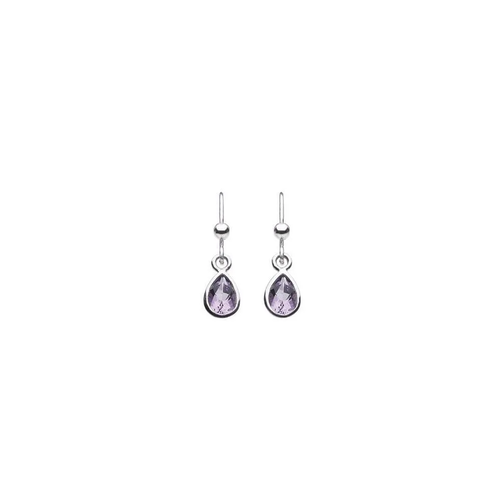 Silver Amethyst teardrop hook earrings