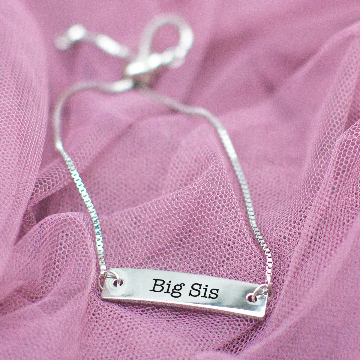 Silver Big Sis Adjustable Bar Bracelet