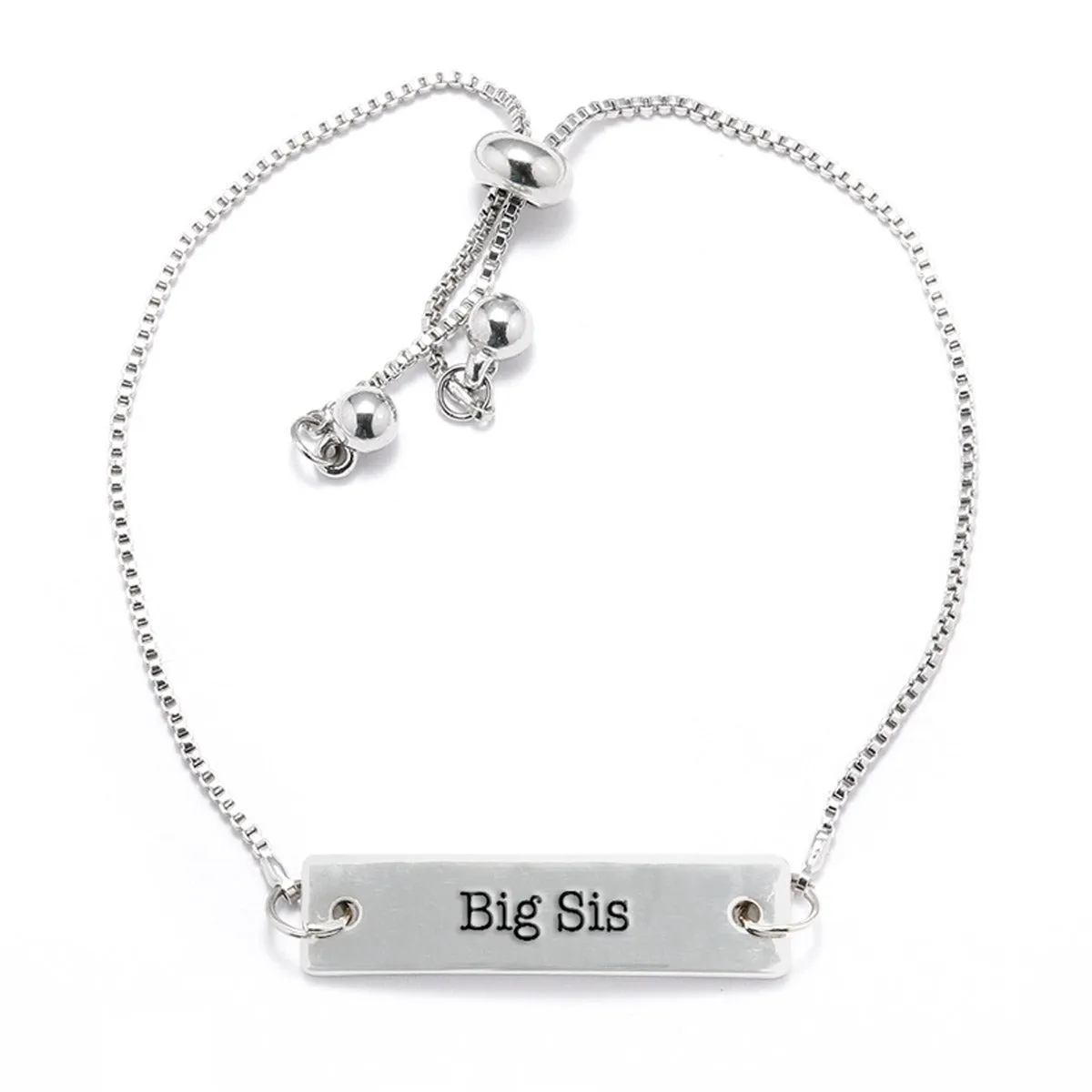 Silver Big Sis Adjustable Bar Bracelet