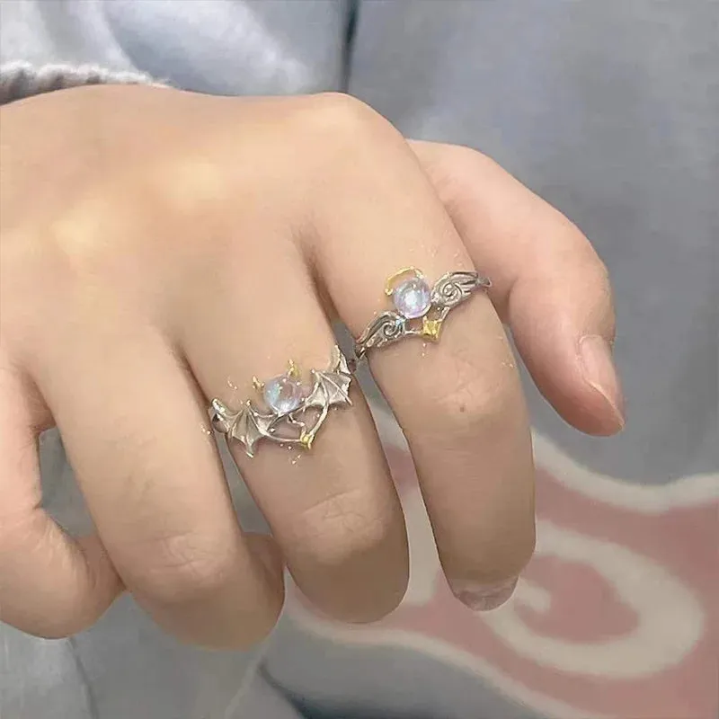 Silver Color Irregular Hollow Double Line Geometric Set Ring Female Simple Unique Design Fashion Adjustable Jewelry Gifts