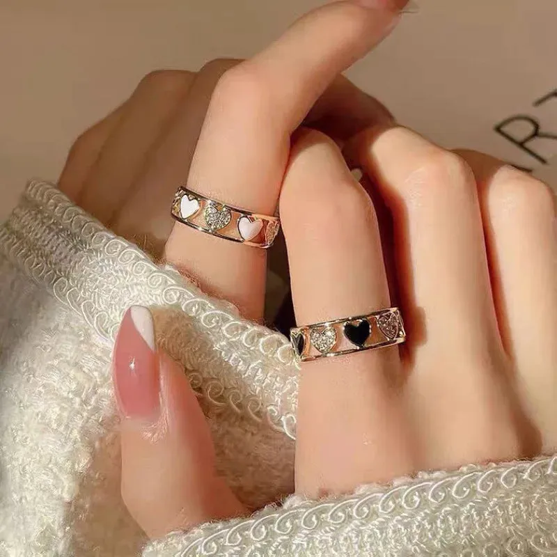 Silver Color Irregular Hollow Double Line Geometric Set Ring Female Simple Unique Design Fashion Adjustable Jewelry Gifts