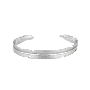 Silver Satin Feather Cuff Bangle