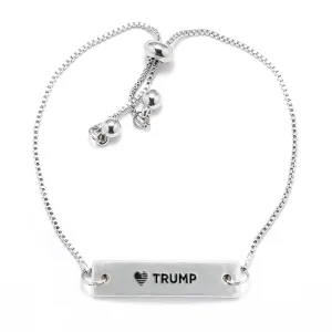 Silver Trump Support Adjustable Bar Bracelet