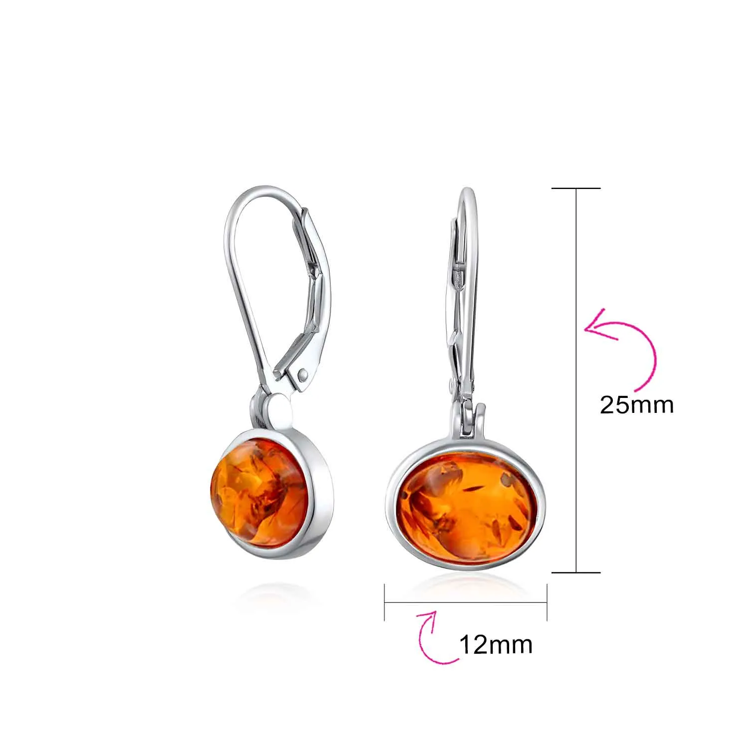 Simple Bezel Set Dangle Earrings with Amber Jade Moonstone Onyx Gemstones