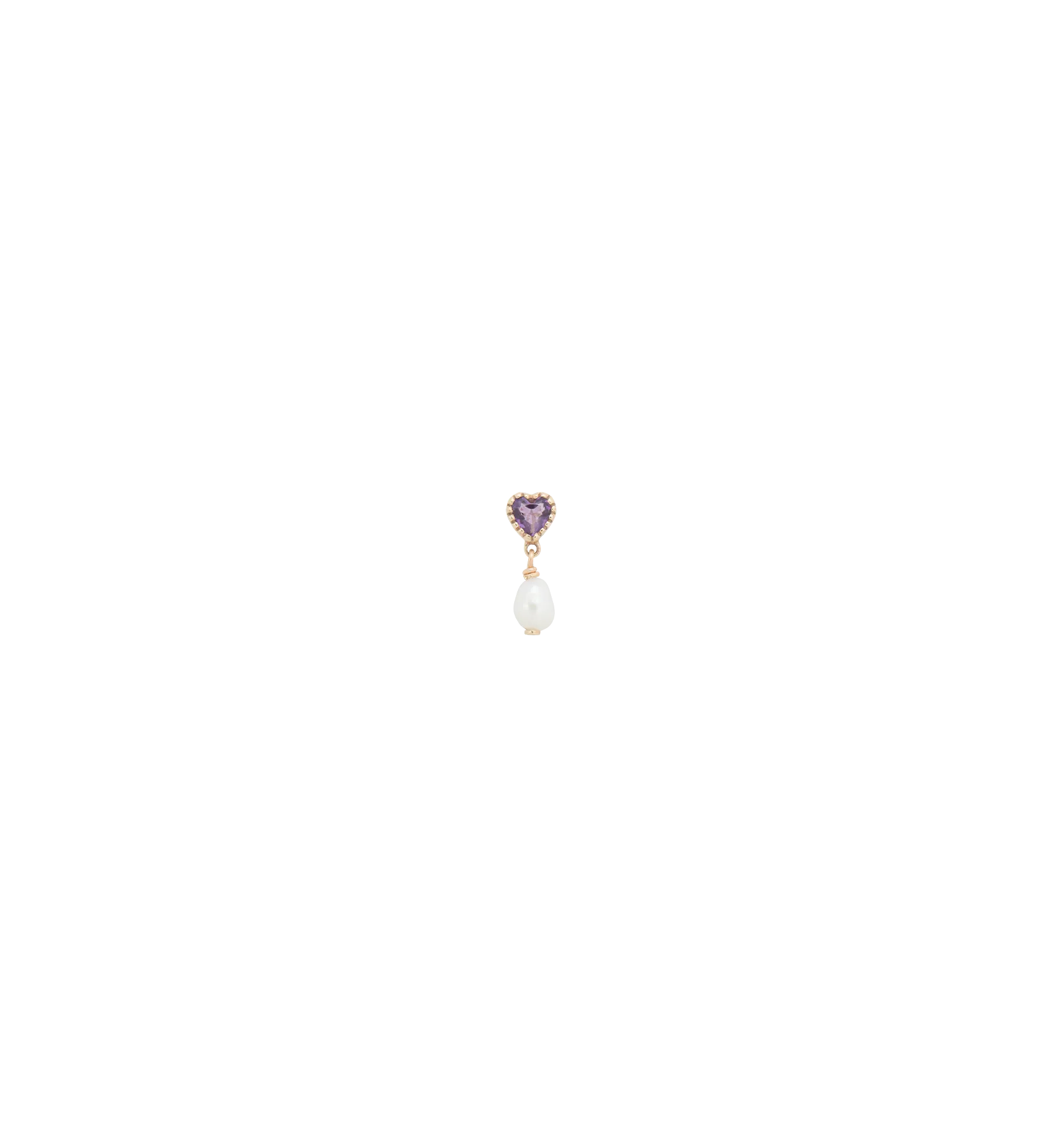 Single Pearly Love Stud Earring 14K