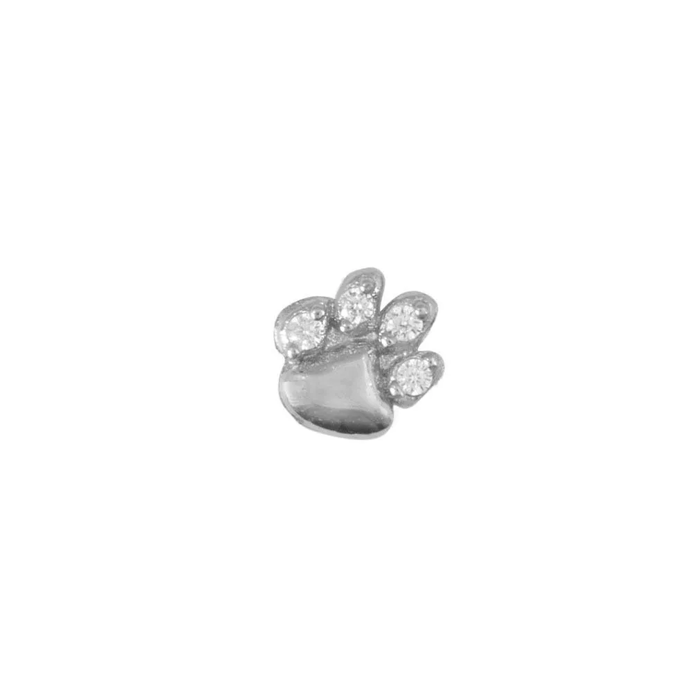 SKINNY SILVER PAW CHARM (WHITE)